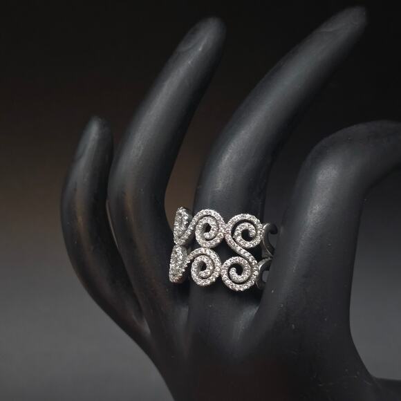 Sterling Silver Swirl CZ Ring Size 9 925 GM CZ - Picture 2 of 10